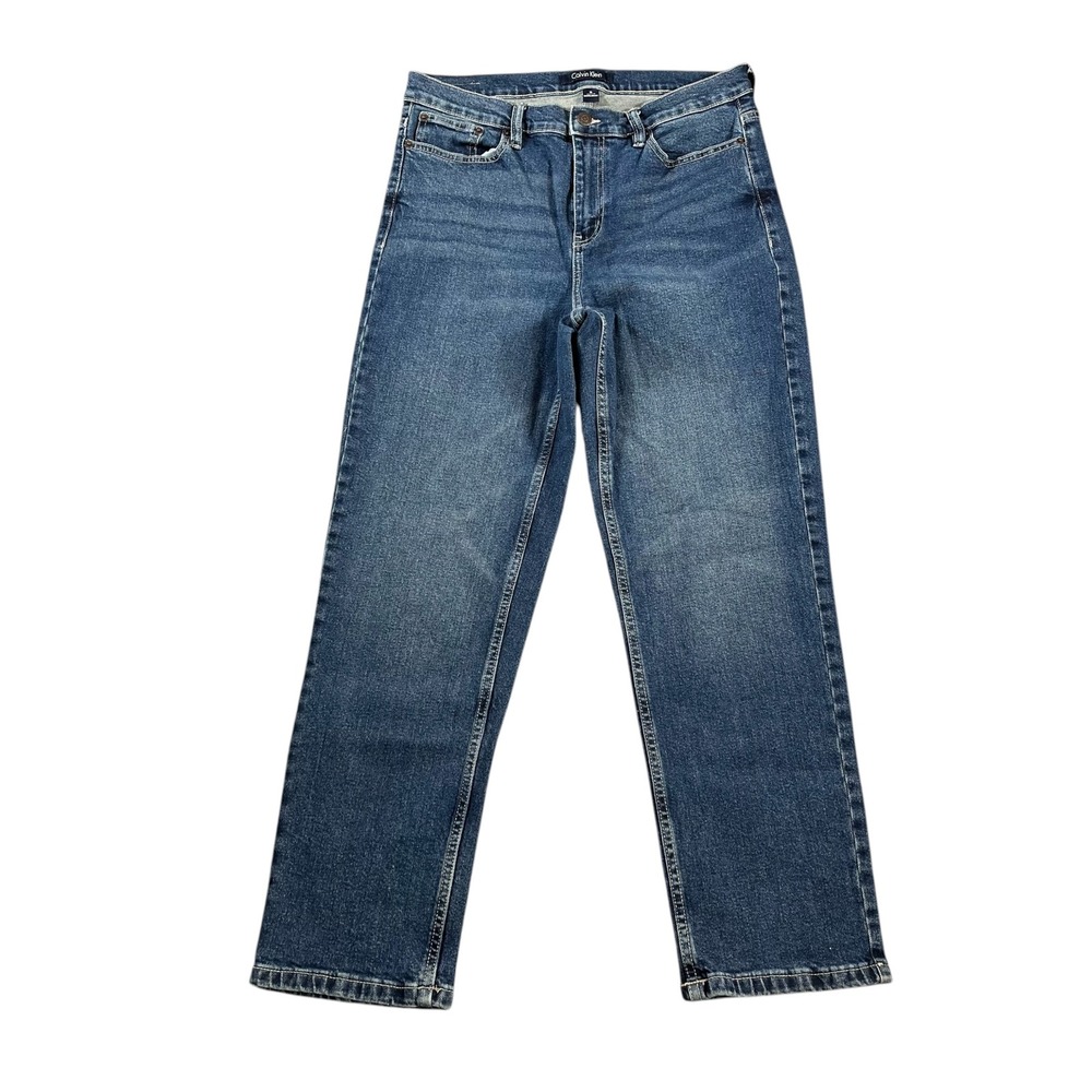 Calvin Klein Womens High Rise Straight Leg Jeans Blue Size 10 Denim Stretch